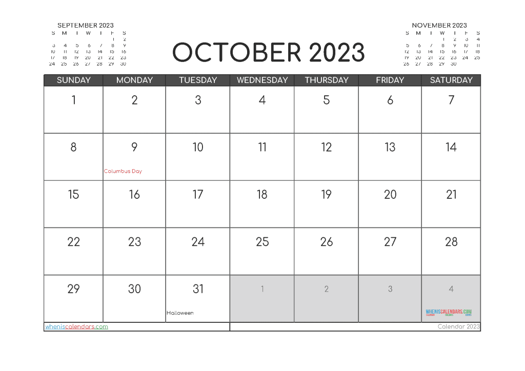 Printable Calendar October 2023 To January 2024