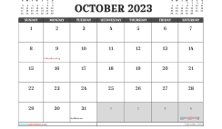 Free October Calendar 2023 Printable