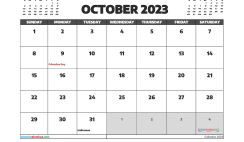 Free October 2023 Calendar Printable