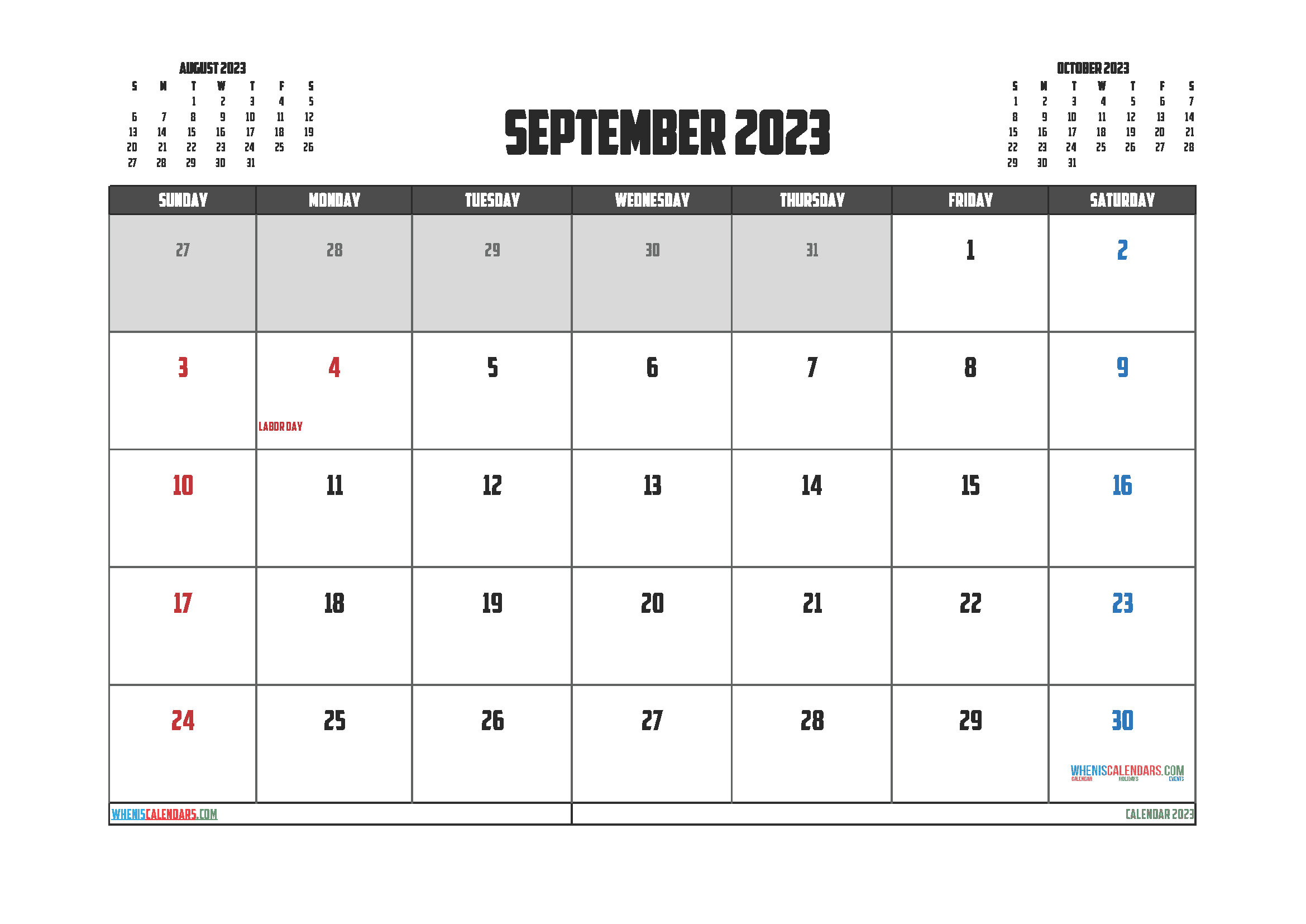 Free Calendar September 2023 Printable