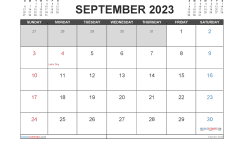 September 2023 Calendar Free Printable