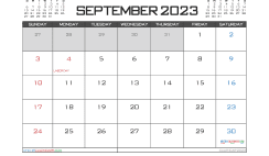 Free 2023 Calendar September Printable