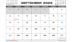 September 2023 Calendar with Holidays Free