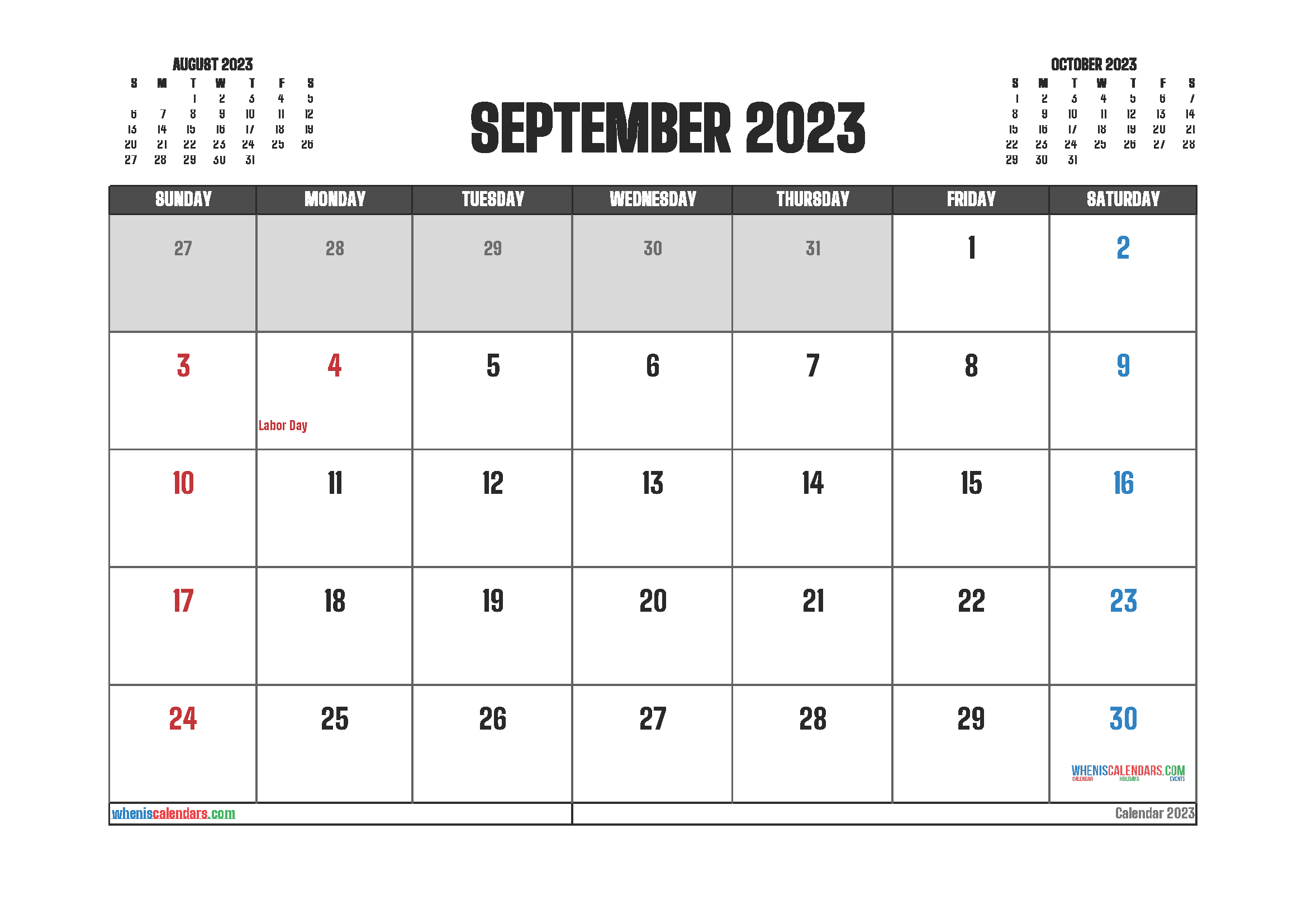 Free September 2023 Calendar Template