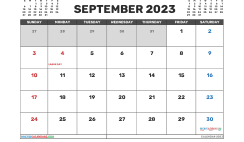 Free Calendar September 2023 Printable