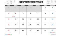 September 2023 Calendar Free Printable