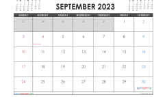 Printable September 2023 Calendar with Holidays