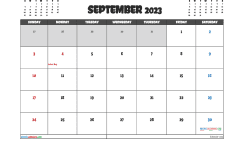 September 2023 Calendar with Holidays Free