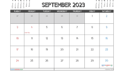 Free Printable September 2023 Calendar