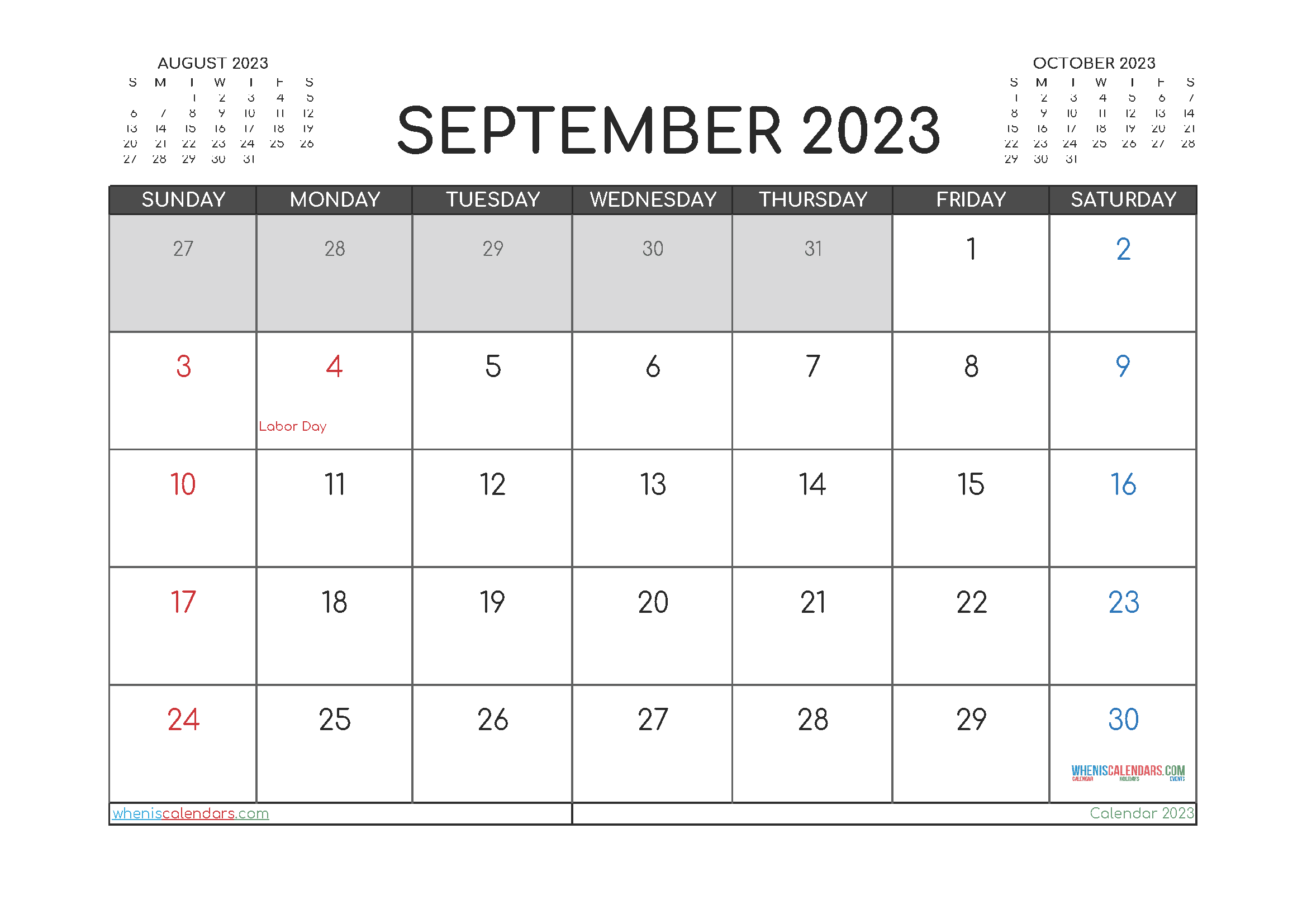 Free September 2023 Calendar Template