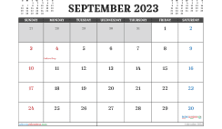 September 2023 Printable Calendar Free