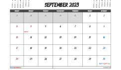 September 2023 Calendar Free Printable