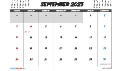 Free September Calendar 2023 Printable