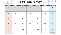 Free Calendar September 2023 Printable