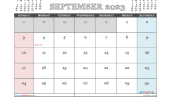 September 2023 Calendar Free Printable