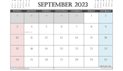 Printable September 2023 Calendar with Holidays