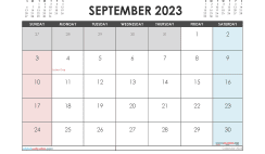 September 2023 Calendar with Holidays Free