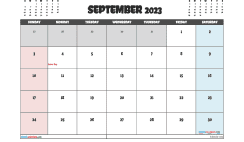 September 2023 Calendar with Holidays Printable