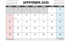 Free September 2023 Calendar with Holidays