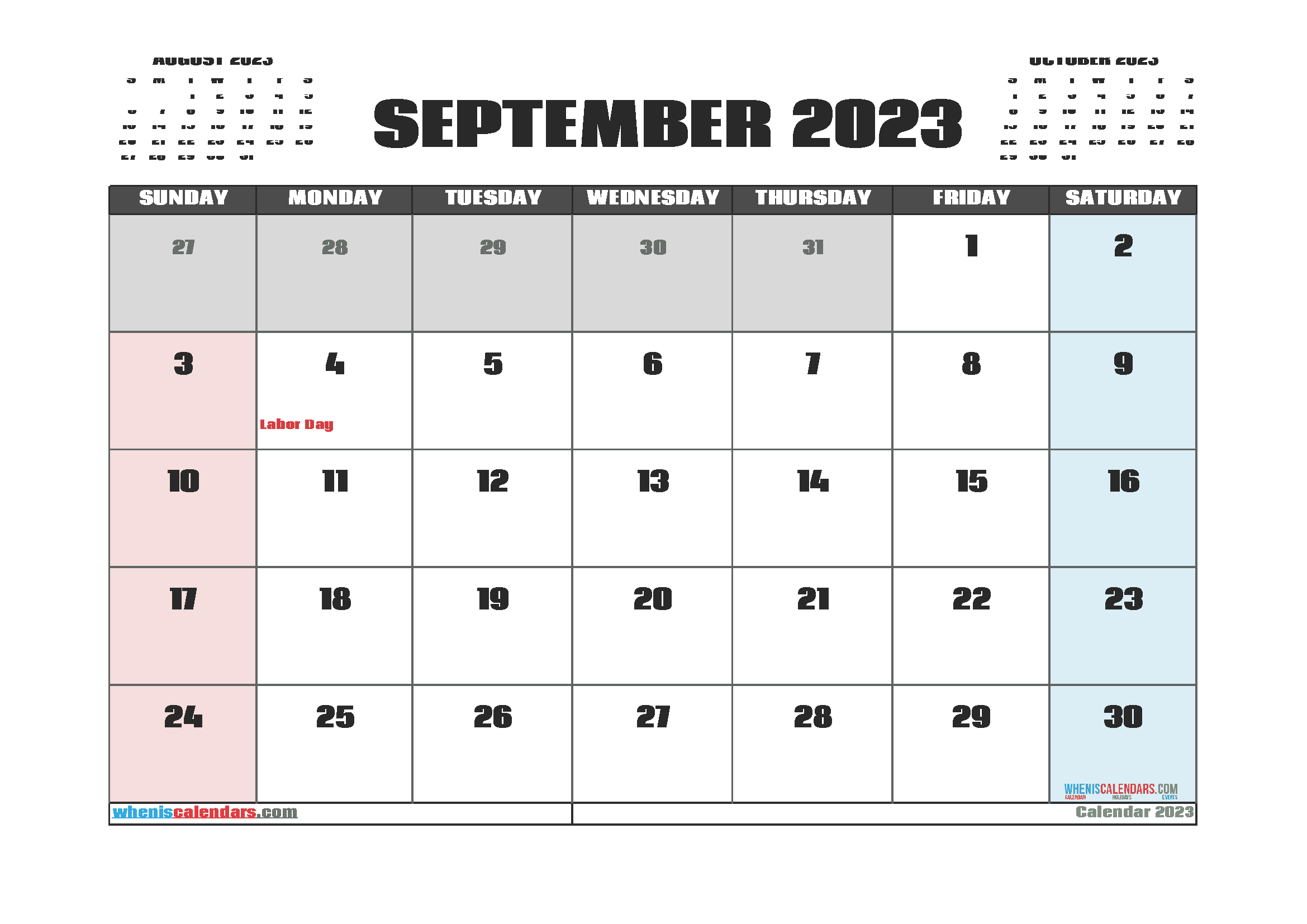 Free September 2023 Calendar Template