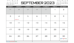 September 2023 Calendar with Holidays Free