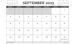 September 2023 Calendar with Holidays Printable