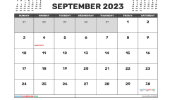 September 2023 Calendar Free Printable