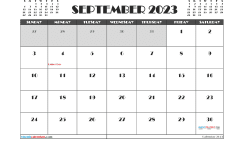 Free September Calendar 2023 Printable