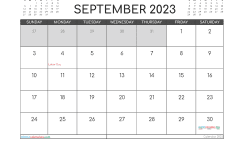 September 2023 Printable Calendar Free