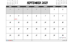 Free 2023 Calendar September Printable