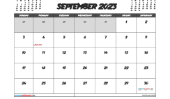 Printable September 2023 Calendar with Holidays