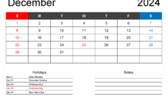 2024 Blank December Calendar D1401