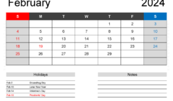 Blank Feb 2024 Calendar Printable F2402