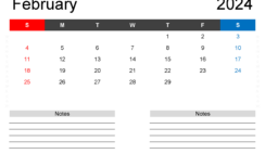 Printable Blank Calendar February 2024 F2203