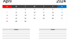 Printable Blank Calendar April 2024 A4203