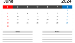 Printable Blank Calendar June 2024 J6203