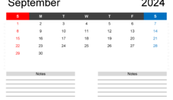 Printable Blank Calendar September 2024 S9203