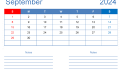 September 2024 Free Printable Calendar with Holidays S9205