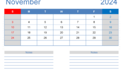 November Free Printable Calendar 2024 N1206