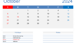 Free Blank October Calendar 2024 O1408