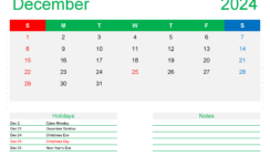 Blank December Calendar Template 2024 D1412