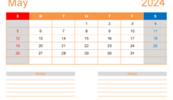 May 2024 Blank Calendar Template M5214