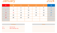 Download Free Printable Calendars January 2024 A4 Horizontal J4134