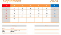 September 2024 Printable Calendar vertical S9414