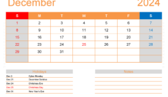 December 2024 Printable Calendar vertical D1414