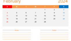 February 2024 Calendar with week numbers F2216