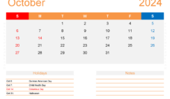 Blank Printable October Calendar 2024 O1416