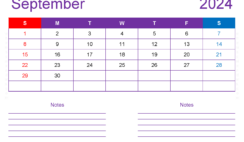 Blank Calendar Printable September 2024 S9217