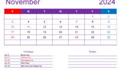 November 2024 Blank Calendar Pages N1417