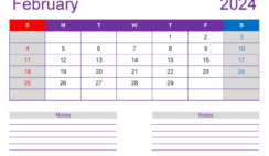 Blank Monthly Calendar February 2024 F2218